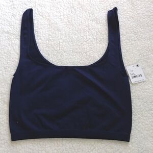 NWT Free People Intimately Navy Blue Scoop Neck Crop Tank Top Size M/L